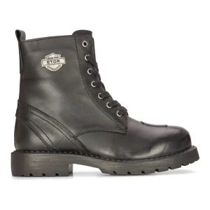 Mens Black Leather Motorcycle Boots Western Rock Punk Laced Ankle Boot Military