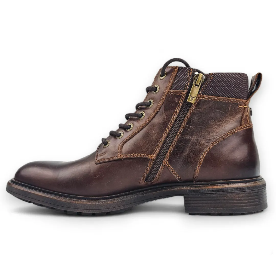 Beau - Men's Brown Lace Up Side Zip Leather Chelsea Boots - Image 3