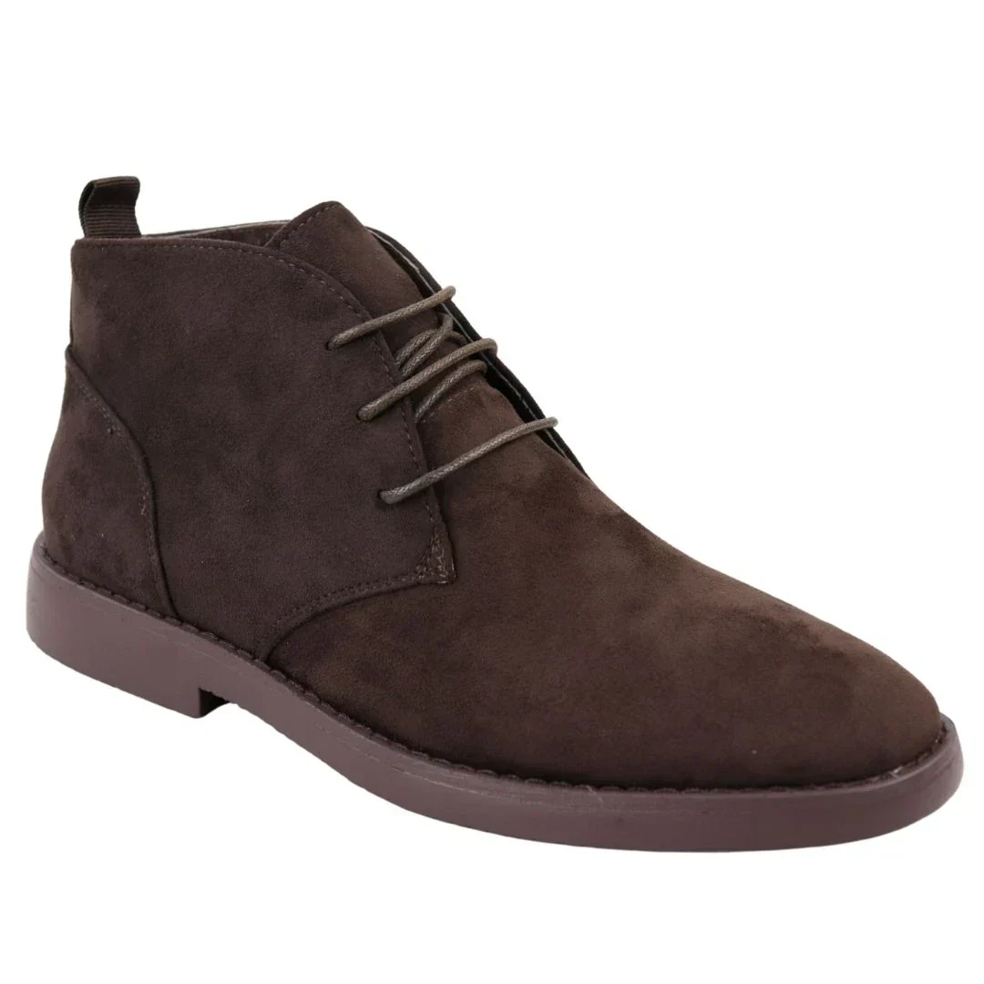 Mens's Chukka Desert Lace Up Brown Ankle Boots - Image 3